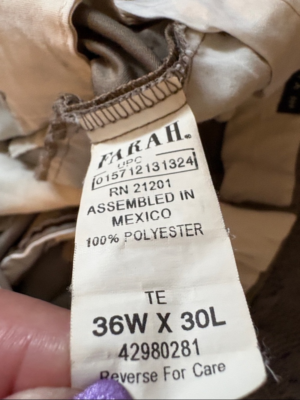 Farah Beige Men's Polyester Pants